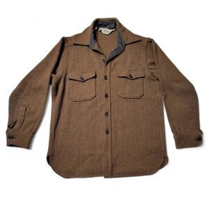 VTG Woolrich Wool Shirt Jacket Men's Size Large Brown Shacket Outdoor Winter